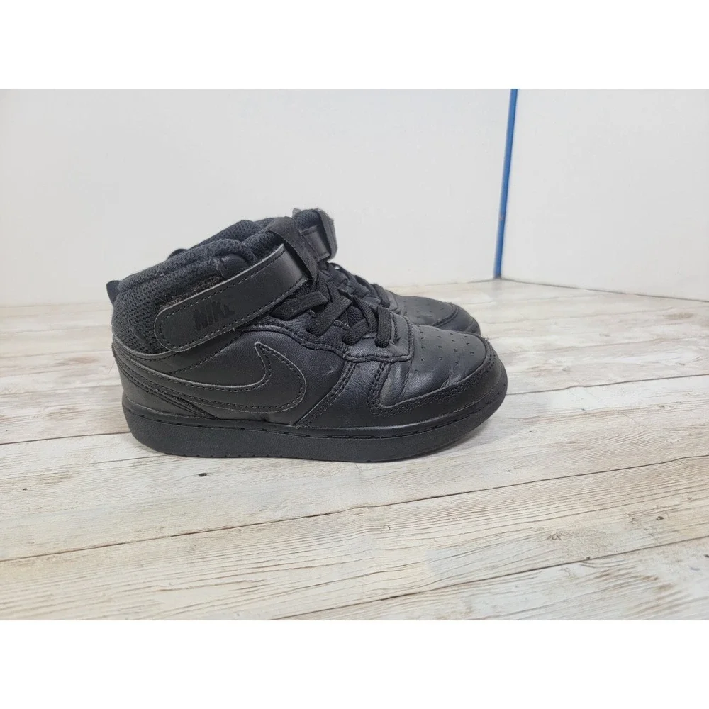 Nike Toddler High Top Air Force One Court Side 9C Black/Black CD7784-001 Hook Lo